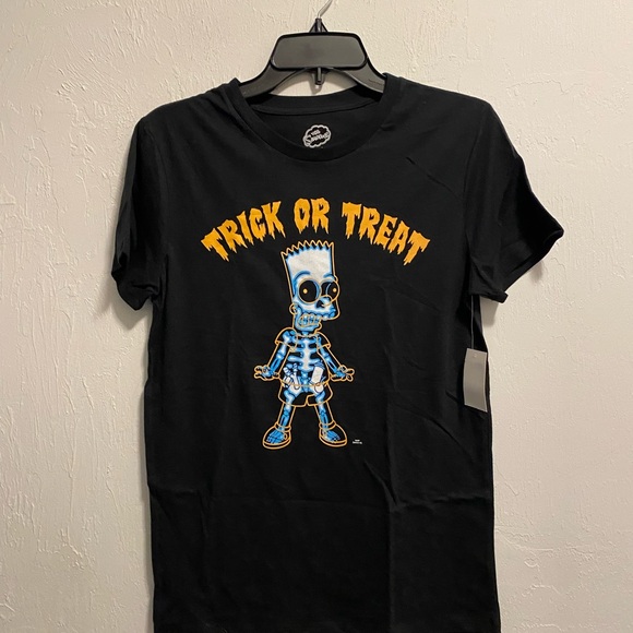 The Simpsons Halloween Men’s Bart Simpson Skeleton Short Sleeve Graphic Tee - Picture 1 of 2